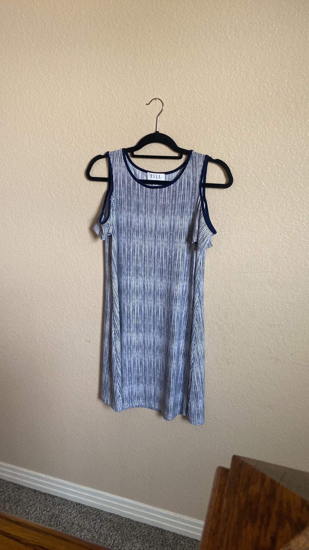 Blue And White Dress Shoulder Cutouts