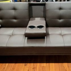 Futon Sofa Bed Modern FAUX leather