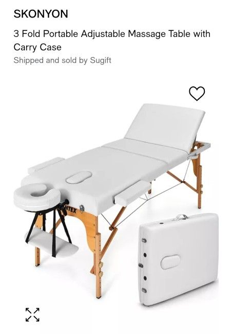 White 3-fold portable massage table with cover. Please be a serious buyer!
