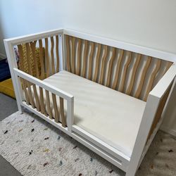2 In 1 Convertible Branch Crib Baby To Toddler Bed Kit With Reversible Mattress