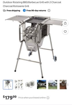 Outdoor Rotating BBQ Barbecue Grill with 2 Charcoal Charcoal Rotisserie Grill