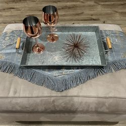 Oversize Suede Rectangle Ottoman