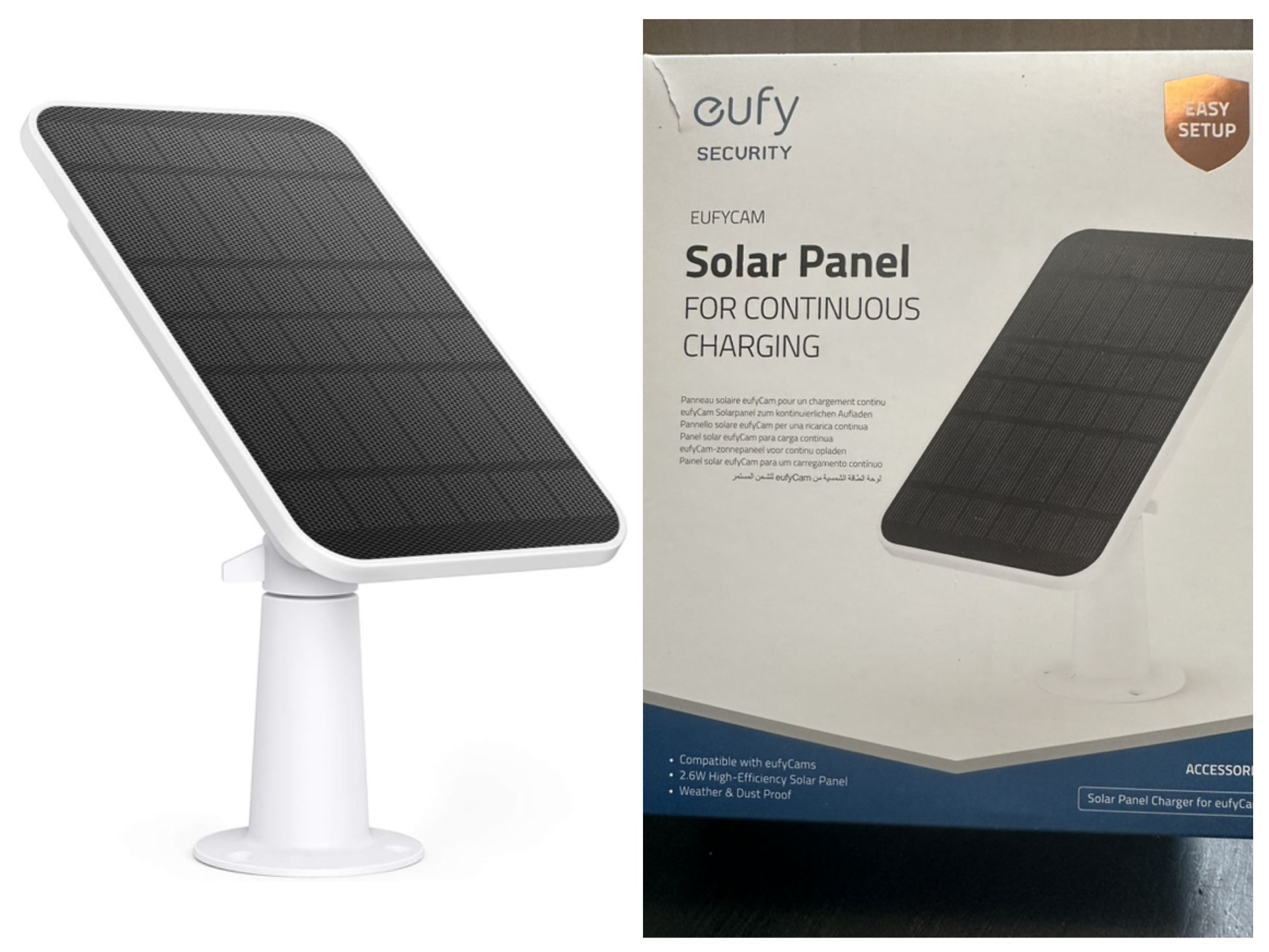 Solar Panel( Only) eufy Security Certified eufyCam Solar Panel, Compatible with eufyCam, Continuous Power Supply, 2.6W Solar Panel, IP65 Weatherproof