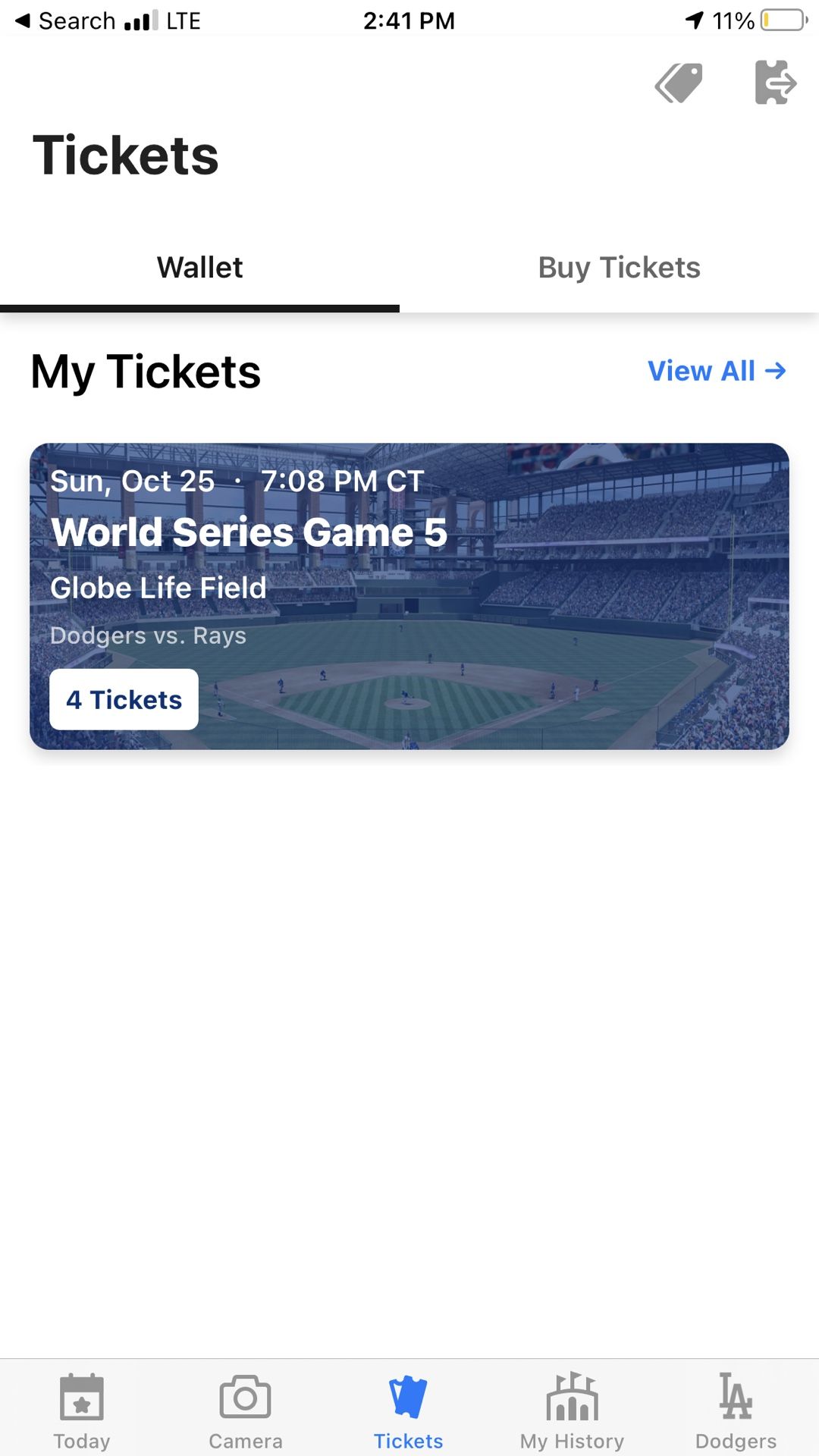 1 World Series Ticket Game 5