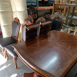 ACME Furniture Wooden Extendable Dining Table and 6 FREE Chairs 