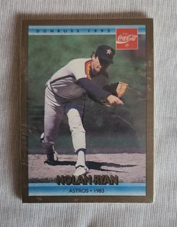 1992 Donruss Coca-Cola Pack with Nolan Ryan Baseball Card on top
