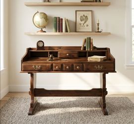 Vintage Solid Pine Wood Desk