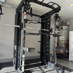 Smith Machine, Pulley System, Power Rack, Rubber Weights, Dumbbells 