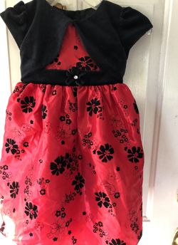 Velvety red and black girlās dress. La Princess. Size 2T.