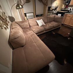 Large Beige Sectional Couch 