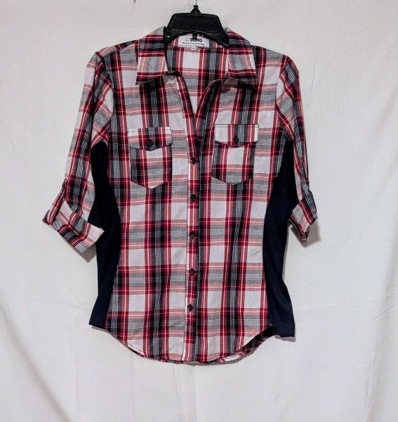 Shirt Ci Sono Red And Black Plaid Shirt Woman's Medium