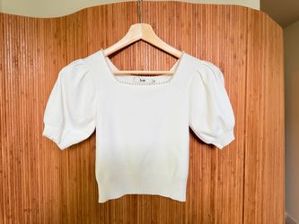 b+ab faux pearl accented white top