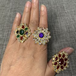 Adjustable Rings In Farshi Kundan 18$ Each 