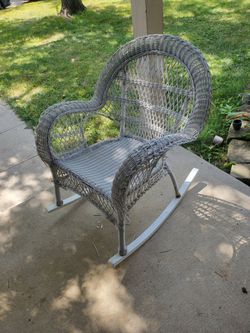 Gray Wicker Rocking Chair