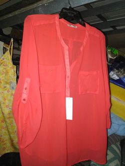 Cool & Vibrate Coral Color Blouse Size 3X Great For Sunday Attire