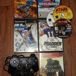 2 Ps2 Controllers,  Ps Games And 1 Ps4 Controller