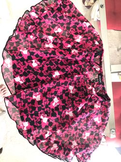 2 T , girls blouse , pink and black, it’s worn like a poncho