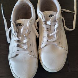 Girls Size 4 LEATHER VAN'S WHITE SHOES