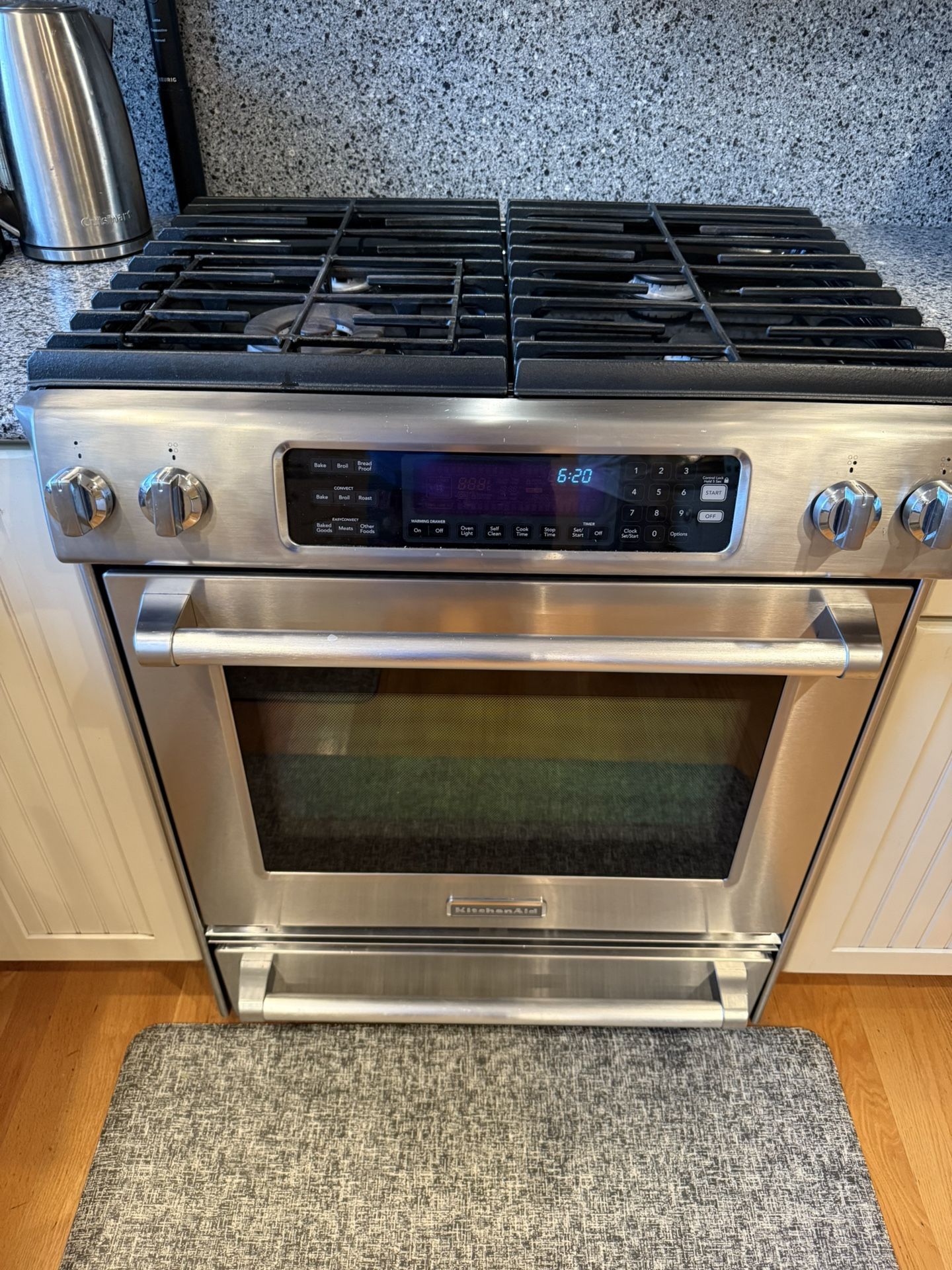 KitchenAid 4 Burner Stainless Gas Stove With Warming Drawer