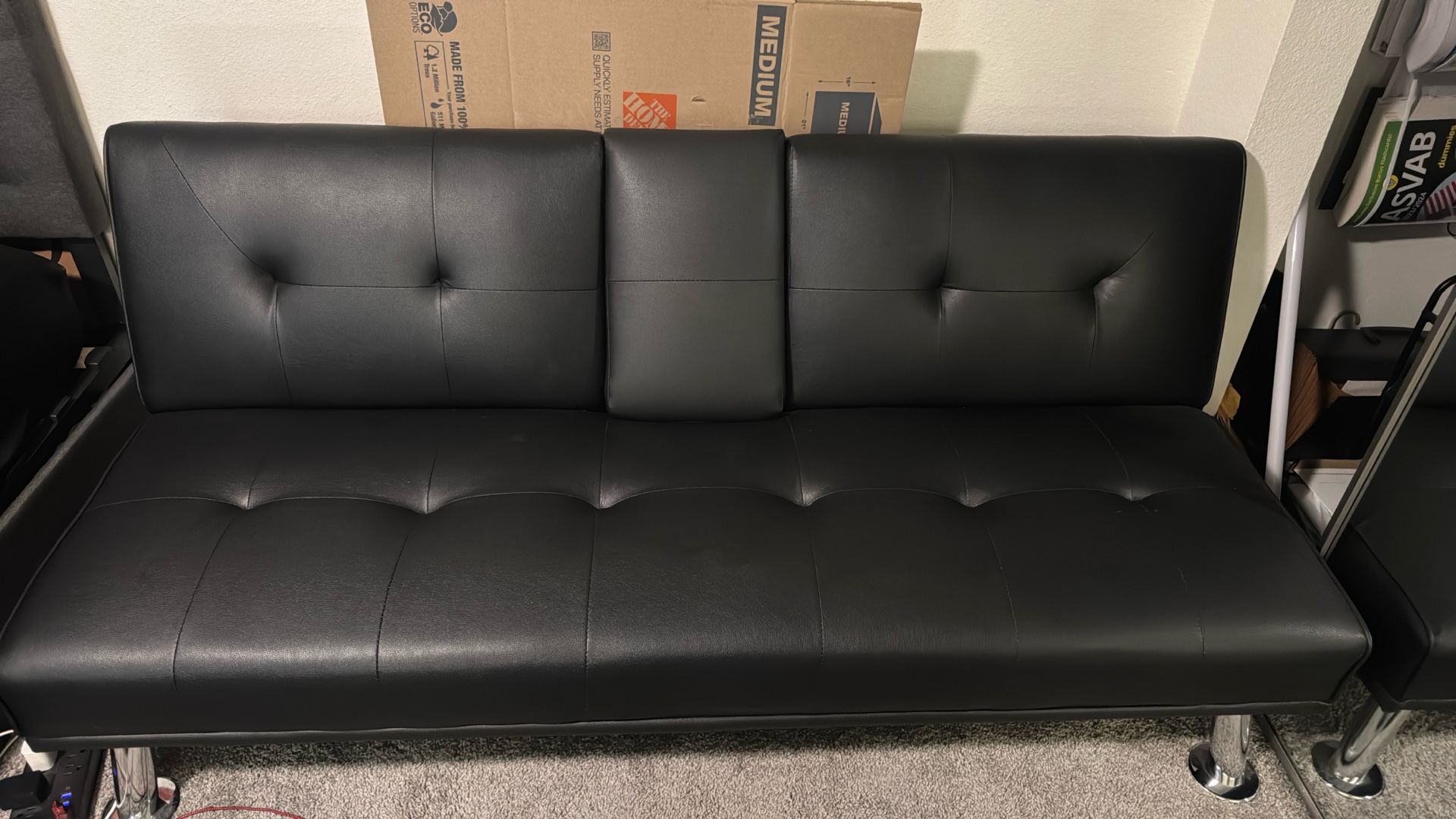 Leather Futon With Cupholders