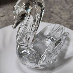 Vintage Swan Hand Blown Clear Glass Paper Weight 