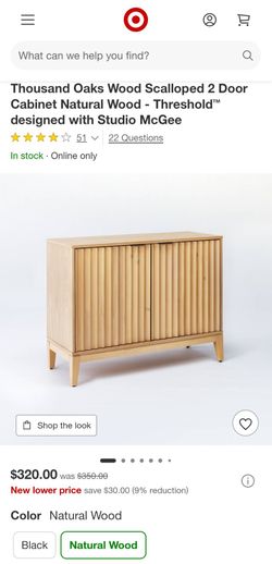 Thousand Oaks Wood Scalloped 2 Door Cabinet Natural Wood