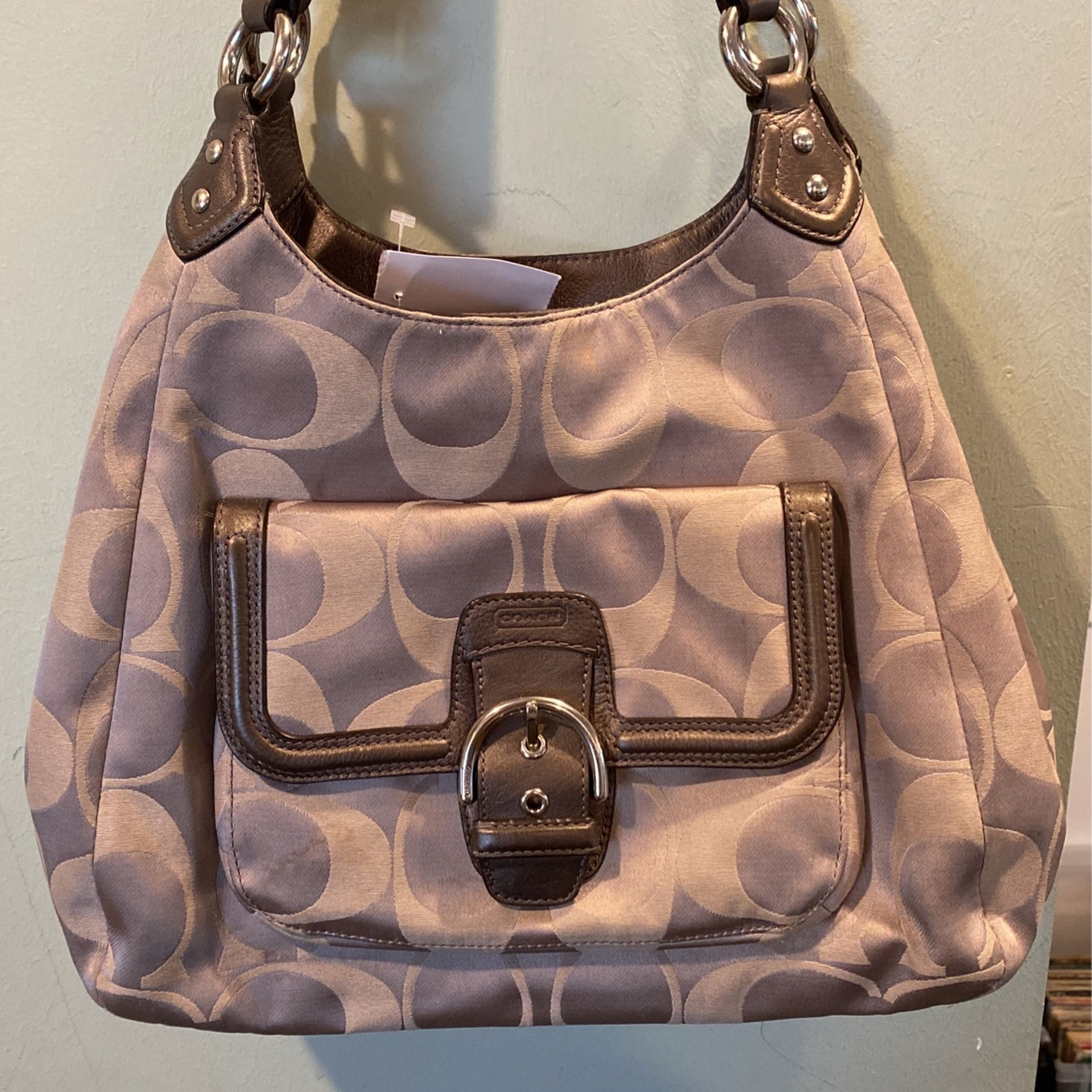 Coach Campbell Signature Metallic Hobo Bag Purse Shoulderbag K1380-F24742