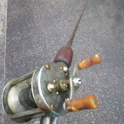 Pflueger Skilkast Antique Reel On Rare Firestone Air Fire Steel Antique Rod  for Sale in Delton, MI - OfferUp