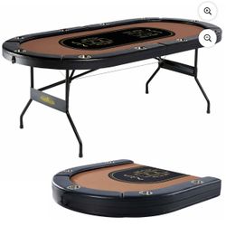 Barrington 10 Player Folding Poker Table with Steel Cup Holders & Padded Rails – No Assembly Require