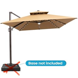 13x10 ft Aluminum Cantilever Patio Umbrella with LED Lights & Double Top (no Base ) Spacious Shade & Double-Top Advantage: Relax under the expansive