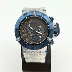 INVICTA Subaqua 50mm Silver Blue Koi Fish Men's Watch 24358