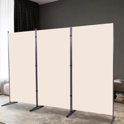 YASRKML 3 Panel Room Divider, Folding Privacy Screen for Office, Partition Room Separators, Freestanding Room Fabric Panel 102x71.3, Beige, (RD202104)