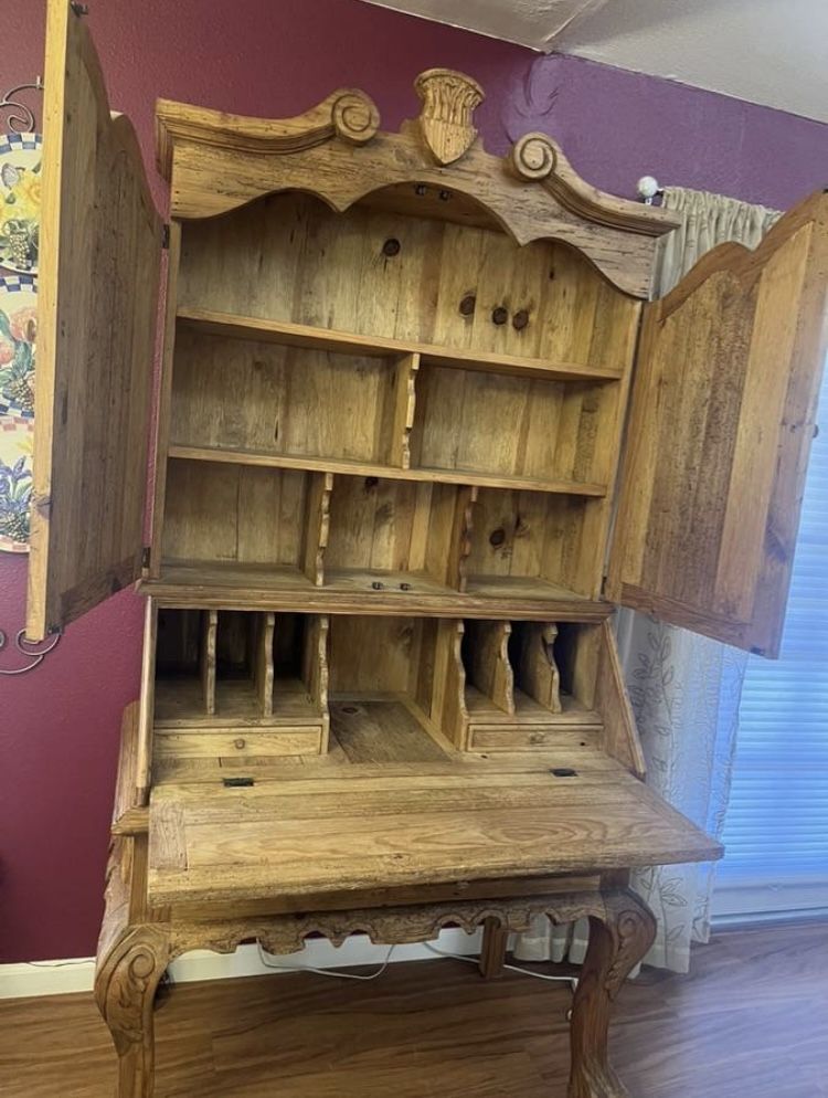 Large hand carved Wood Secretary Desk
