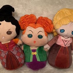 Spirit Halloween Disney Hocus Pocus Sanderson Sisters Large Plush Dolls + New Disney Hocus Pocus 