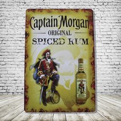 Captain Morgan Vintage Style Antique Collectible Tin Metal Sign Wall Decor