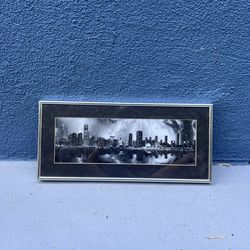 Lightning Strike over Chicago Framed Panorama