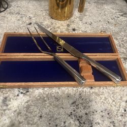 Vtg GERBER Legendary Blades Carving Set, With Original Walnut Box 