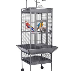 HSM 63 Inch Wrought Iron Large Bird Flight Cage with Rolling Stand for African Grey Parrot Cockatiel Sun Parakeet Conure Lovebird Canary...