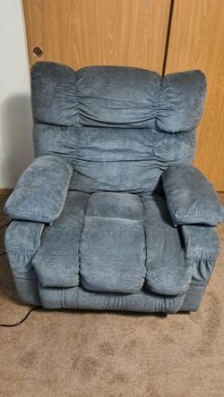 Blue Fabric Power Recliner Chair