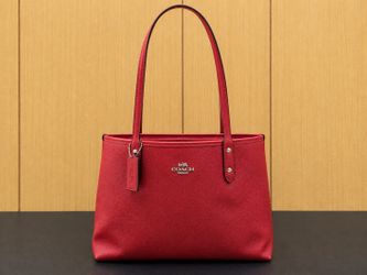 Coach Red Leather Tote Bag