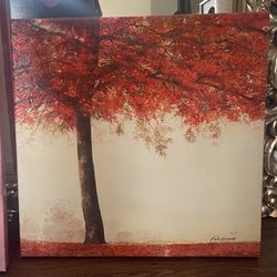 Orange Tree Square Canvas Wall Art
