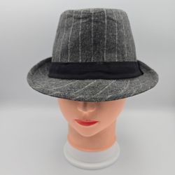 Antelai Gray PinstripedTrilby FedoraHat Size59