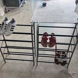 2 Metal Shoe Racks - 30 Pairs Like New