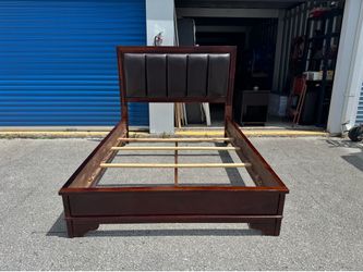 Queen Size Padded Walnut Captains Bed w/Optional Free Nightstand