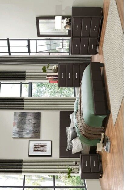 Lorenzi Brown Vinyl Platform Bedroom Set | 2220