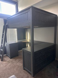 Pottery Barn Full Size Loft Bed w/ Dresser and Desk
