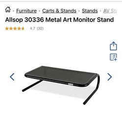 Monitor stand / raiser for large monitors - Allsop metal art, black