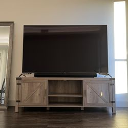 Grey Cabinet Wood Tv Stand 70x16x25 Fits Large TVs 