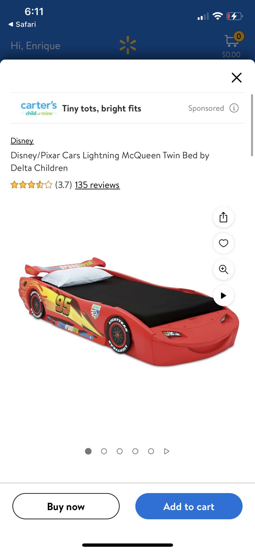 Lighting McQueen Twin Bed 