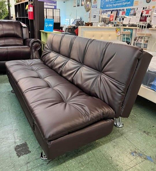 Dilleston Tufted Back Upholstered Sofa Bed Brown Small Sectionall